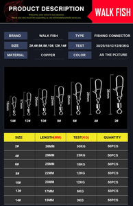 50 Pieces Stainless Steel Ball Bearing Swivel Snap Style